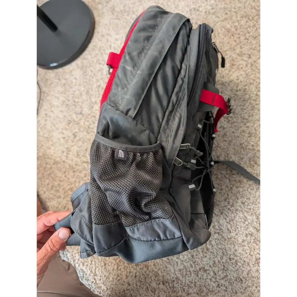 The North Face Borealis Backpack Unisex Large Gray Red Hiking School Travel Bag